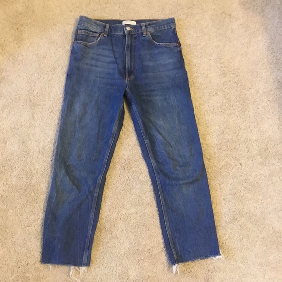 Zara Straight Fit High Waste Denim - Picture 1 of 8